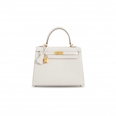 HERMÈS MASTER KELLY 25 EPSOM GRIS PALE GOLD HARDWARE (25*17*7cm) 